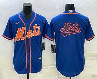 Men%27s New York Mets Big Logo Navy Blue Cool Base Stitched Baseball Jersey->new york mets->MLB Jersey